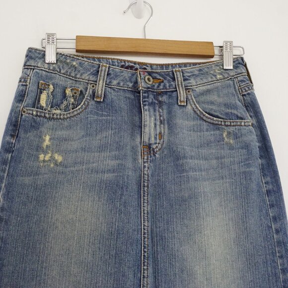 Vintage y2k low rise denim maxi skirt XS - Picture 3 of 9